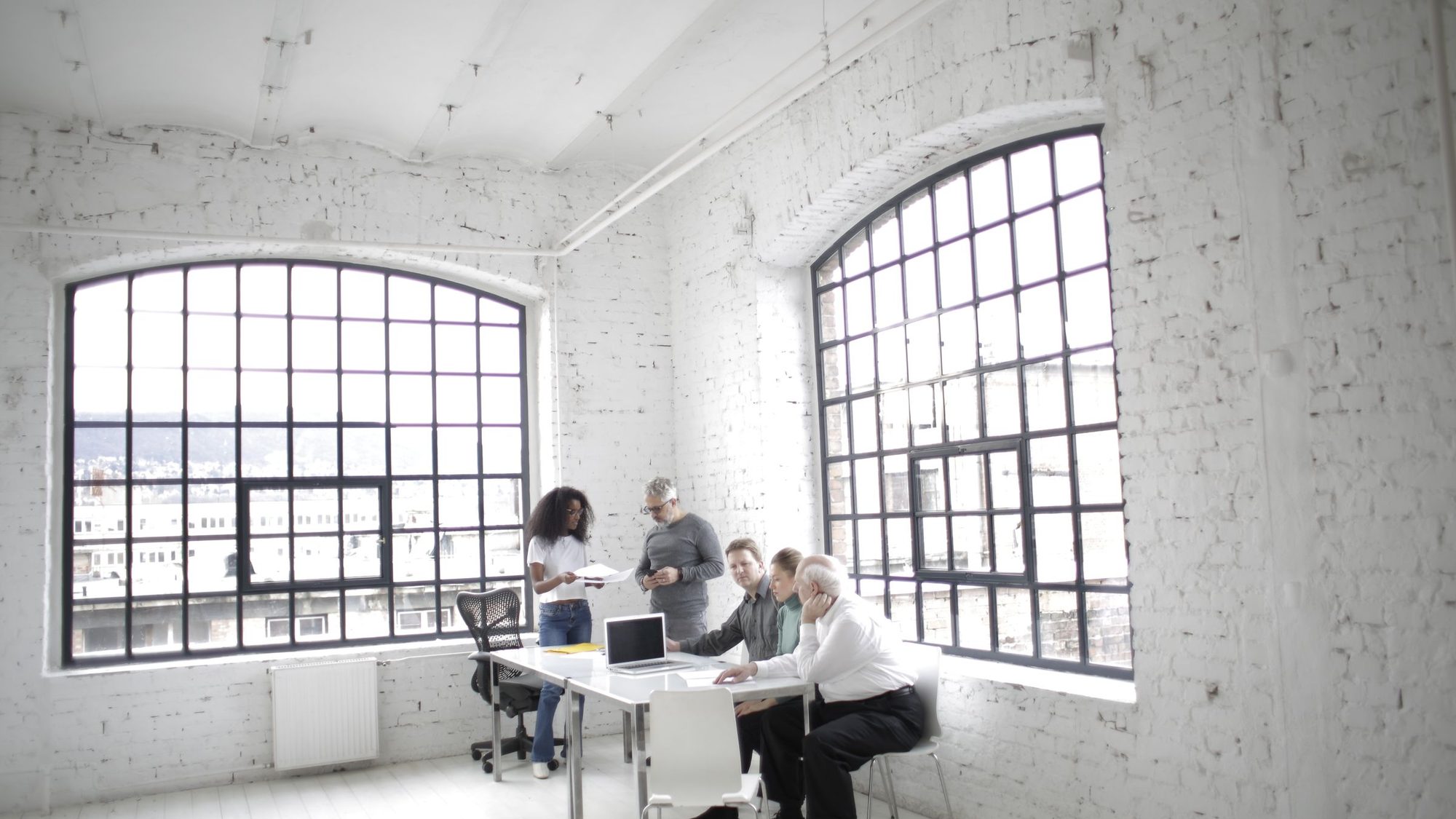 A team working in a bright modern office